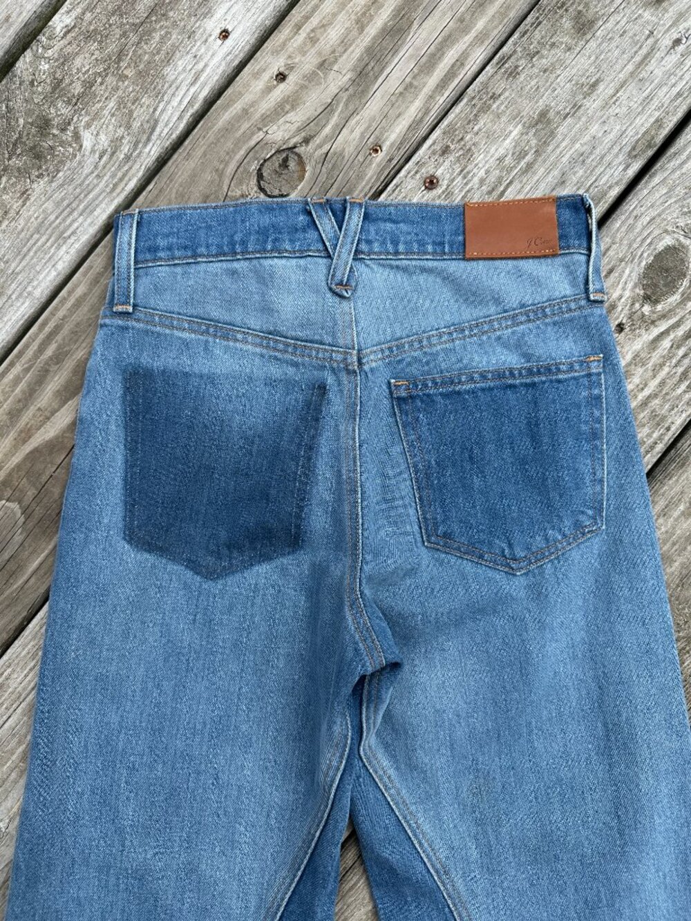 NWT J. Crew Slim Wide Leg Jeans Size 24 Patchwork High Rise Two Toned - Picture 5 of 5